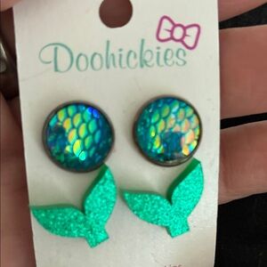 Mermaid Tail Earrings - Green and Blue